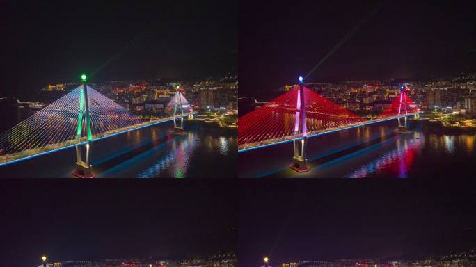 巴东大桥延时夜景城市山城