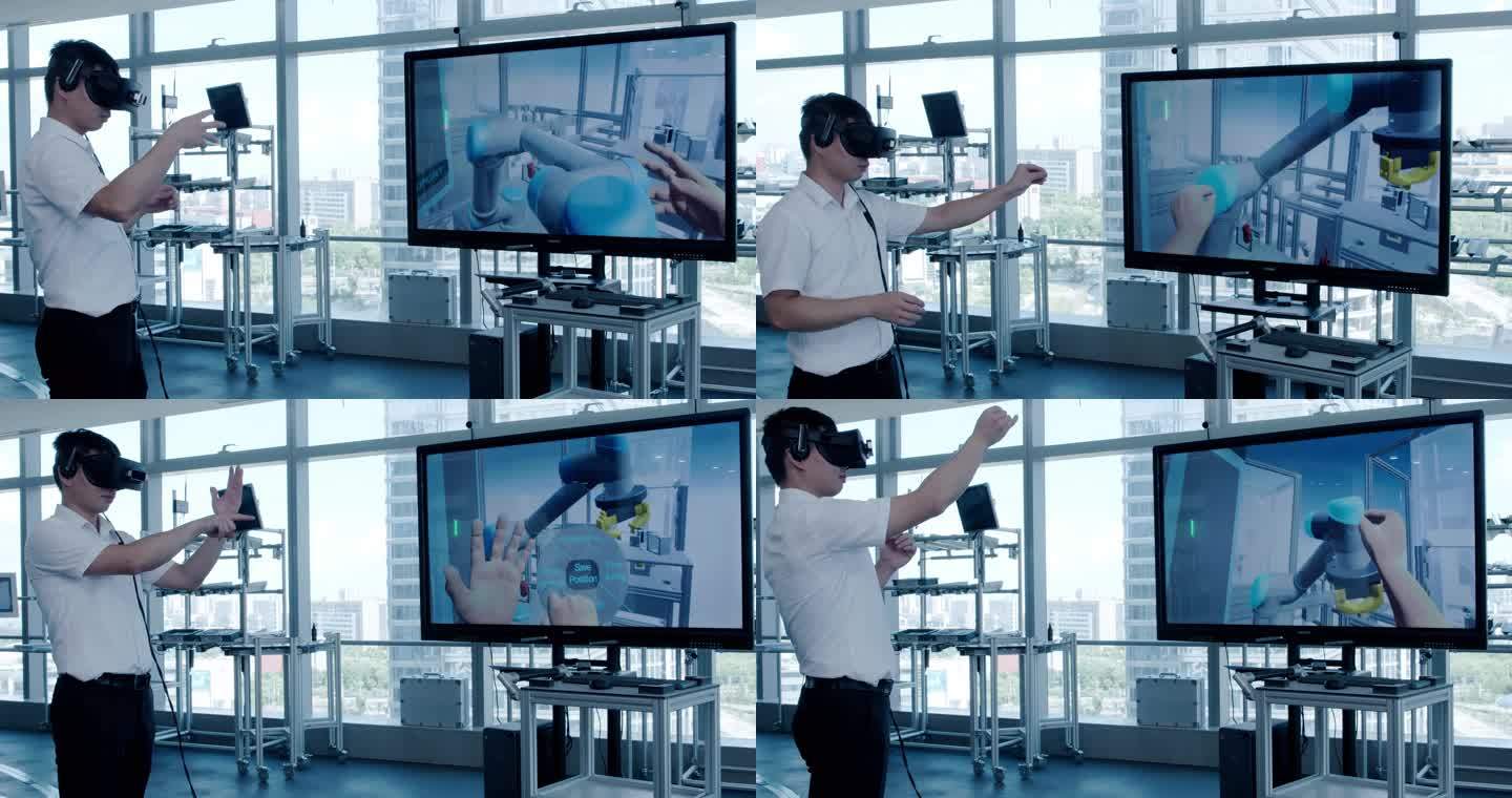开发工程师正在控制一个虚拟现实操纵杆