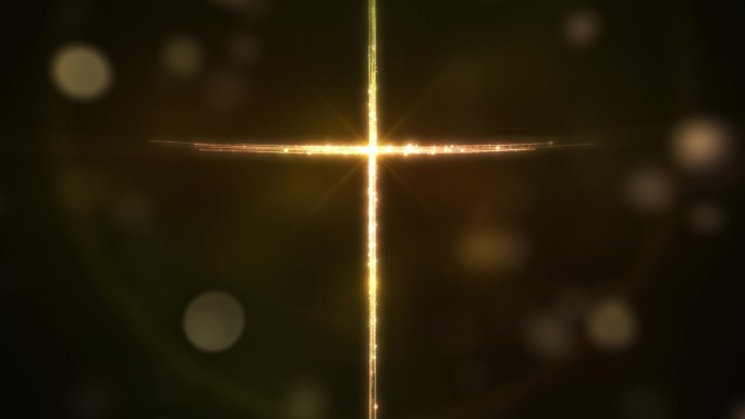 金色粒子光斑闪烁十字架循环视频