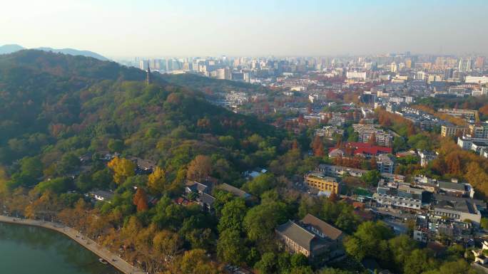 杭州西湖景区风景风光航拍大自然视频素材_