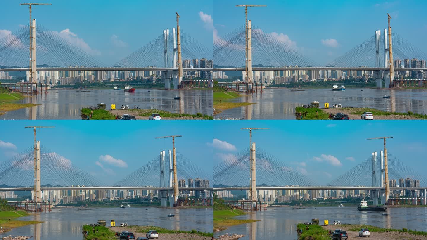 李家沱大桥建设延时摄影