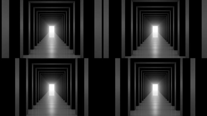 抽象几何隧道内飞行的可循环动画
