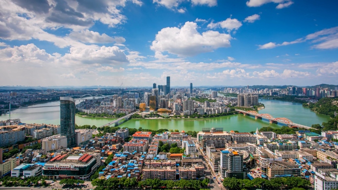 柳州城市风光政府广场4K素材