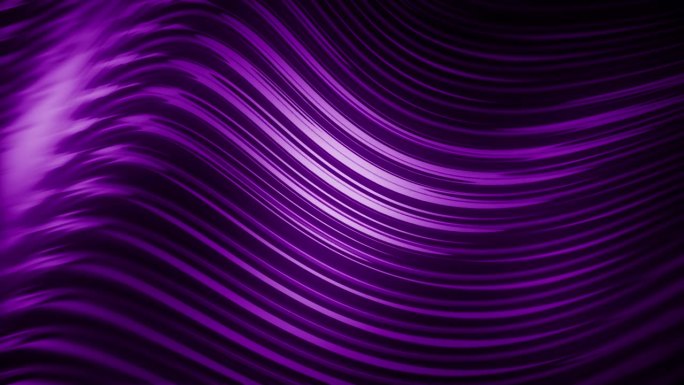 4K紫色抽象循环波。发光的颜色与软曲线条在运动股票视频。优雅的几何背景同步样条。