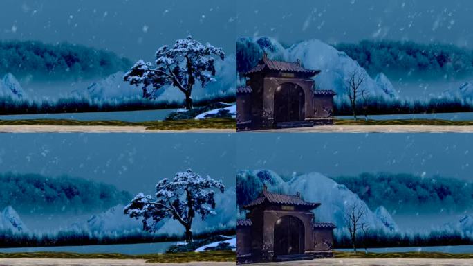 京剧《野猪林》选段大雪飘扑人面宽屏背景