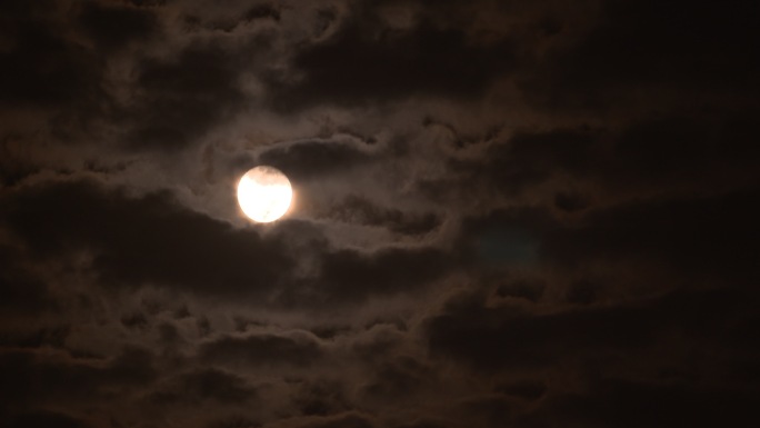 各种黑夜空中的圆月月亮 乌云流云