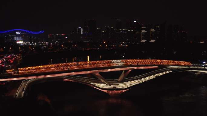 成都五岔子大桥环球中心夜景灯光4k航拍