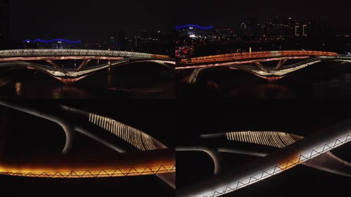 成都五岔子大桥环球中心夜景灯光4k航拍