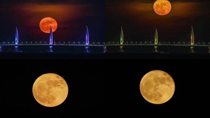 港珠澳大桥月升延时与飞机凌月-1080P