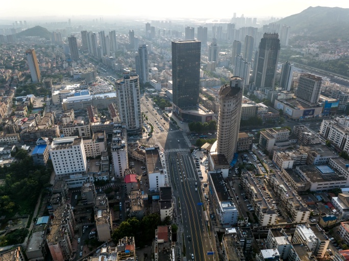 航拍连云港连云区街景延时