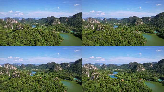 航拍广西柳州城市窑埠古镇