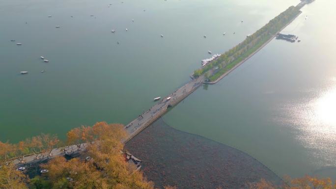 杭州西湖景区风景风光航拍大自然视频素材_