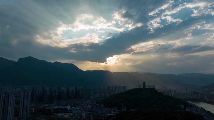 福建宁德 塔山 傍晚延时 拨云见日