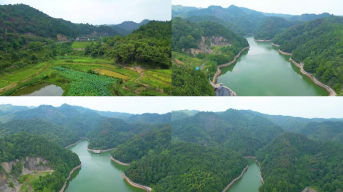 航拍十牛山风景区 水库