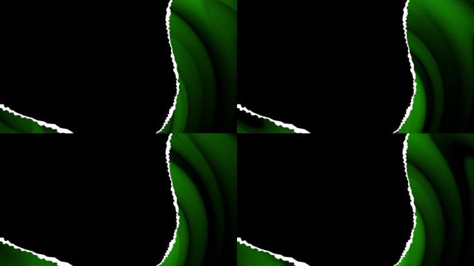 抽象的背景与绿色漩涡运动与空白的空间在中间和纸片的碎片