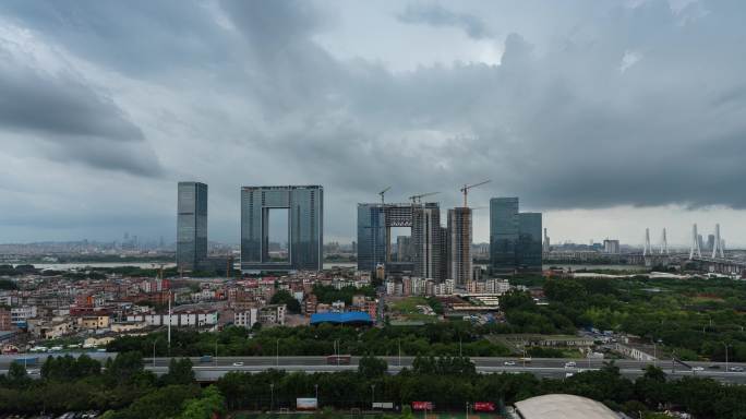 【超清4K】广州之窗台风暴雨海珠区延时