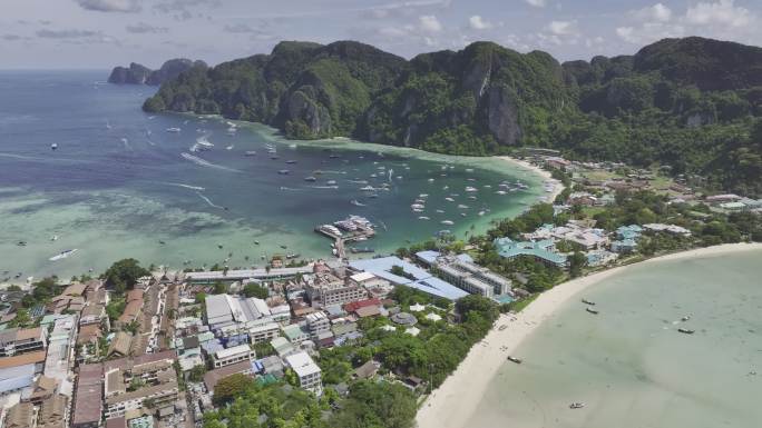 HDR航拍泰国甲米大皮皮岛海滩自然风光