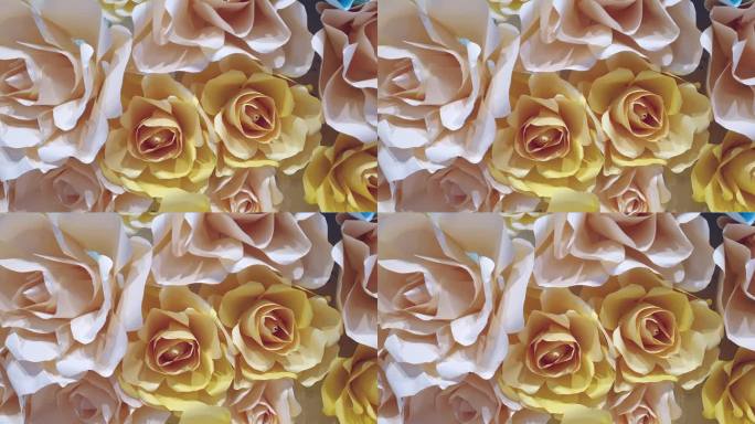粉彩高柔和的配色方案玫瑰背景情人节背景工艺纸花