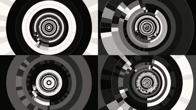 黑白抽象黑胶唱片循环背景