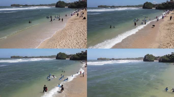 无人机拍摄的印尼海滩假日。