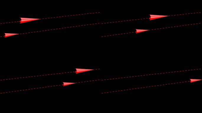 红色纸飞机轨迹多角度运动通道09