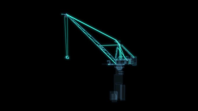 塔吊起重机吊车 高空作业科幻透明网格线框