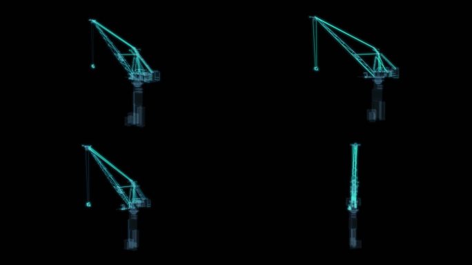 塔吊起重机吊车 高空作业科幻透明网格线框