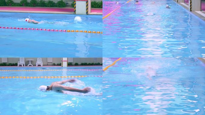 男游泳教练游泳跳入水中
