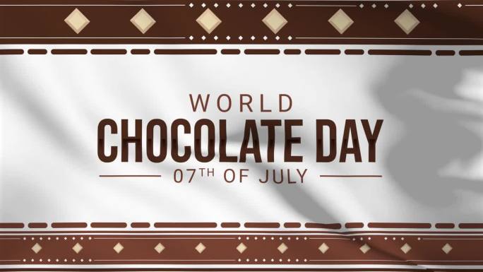 快乐的巧克力日美丽的设计挥动动画与巧克力和边界。巧克力节贺卡。7月7日是巧克力日