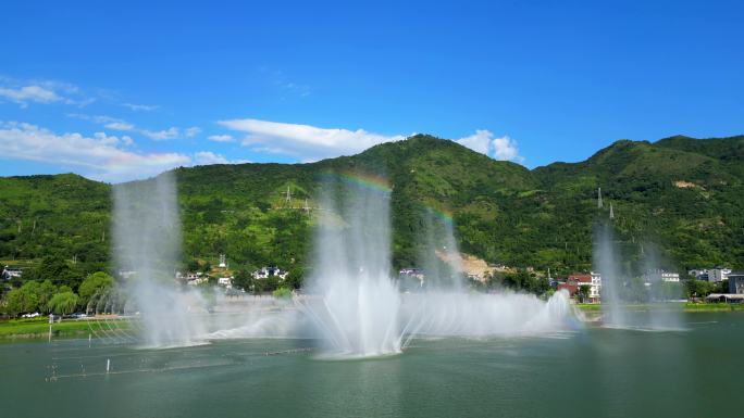 【4k】城市水生态 彩虹喷泉