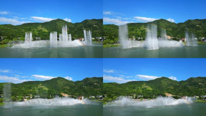 【4k】城市水生态 彩虹喷泉