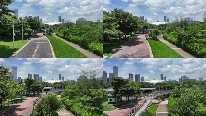 深圳湾公园海边栈道航拍