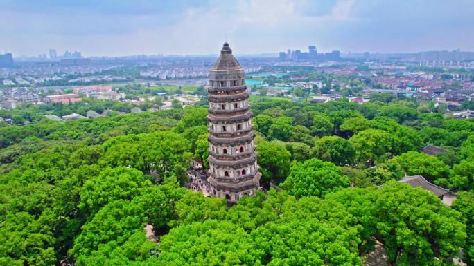 苏州云岩寺塔（虎丘塔）航拍