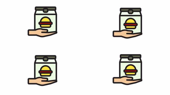 透明背景上的送餐动画图标。
