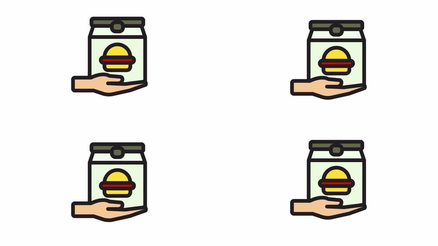 透明背景上的送餐动画图标。