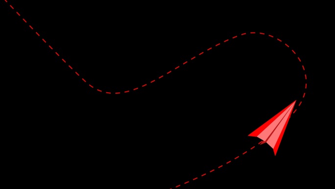 红色纸飞机轨迹多角度运动通道05