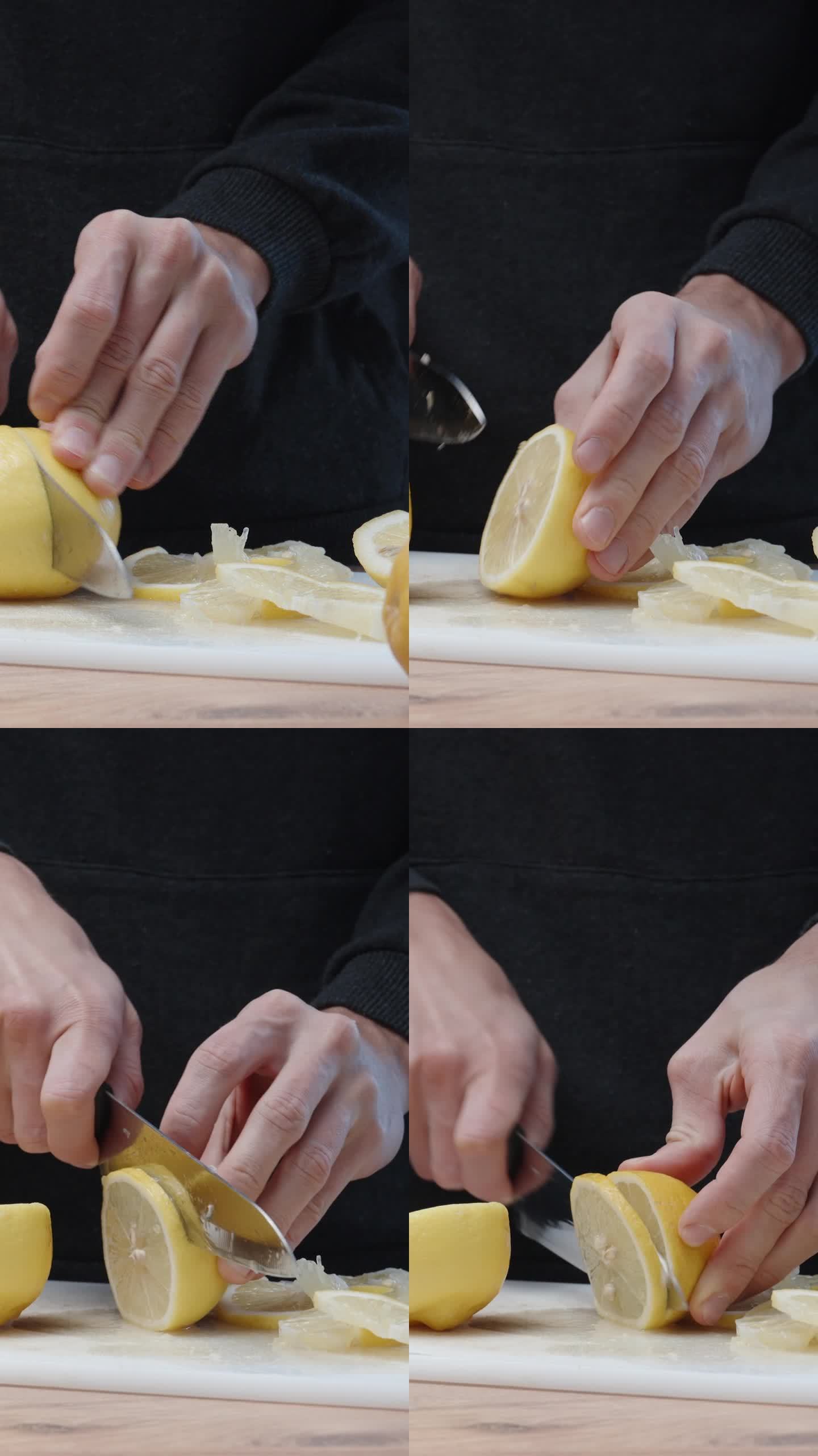 女厨师戴着手套制作日本寿司卷，在厨房的竹席上把寿司切成片照片摄影图片_ID:302227929-Veer图库