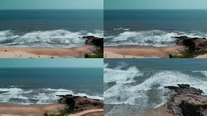 中国沿海视频深圳海边蓝色海水白色浪花礁石