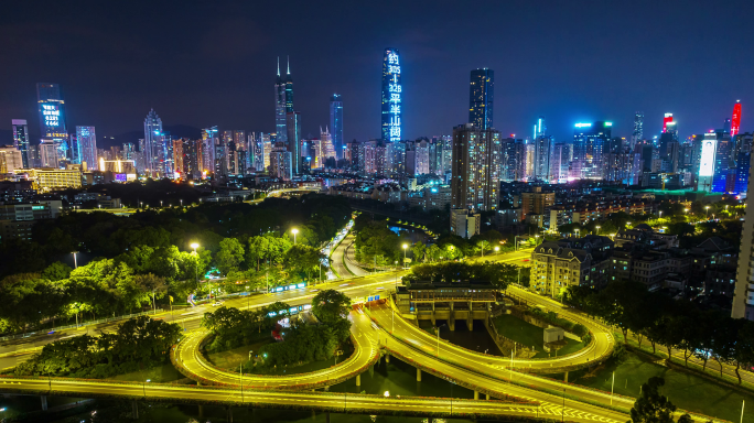 深圳罗湖区夜景航拍延时4