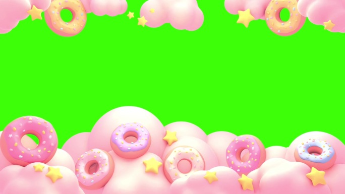 甜甜甜圈框架在绿色的屏幕上