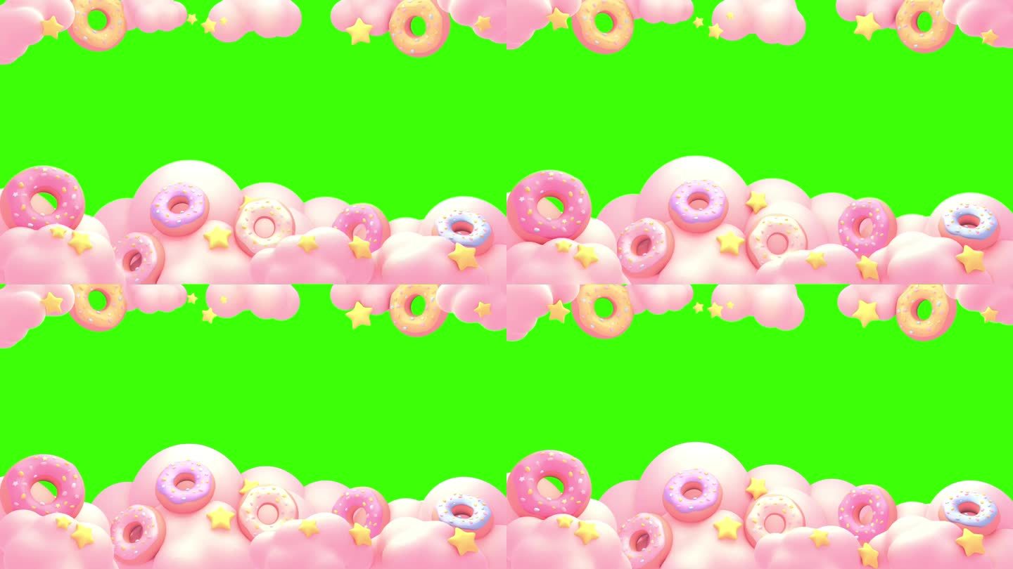 甜甜甜圈框架在绿色的屏幕上