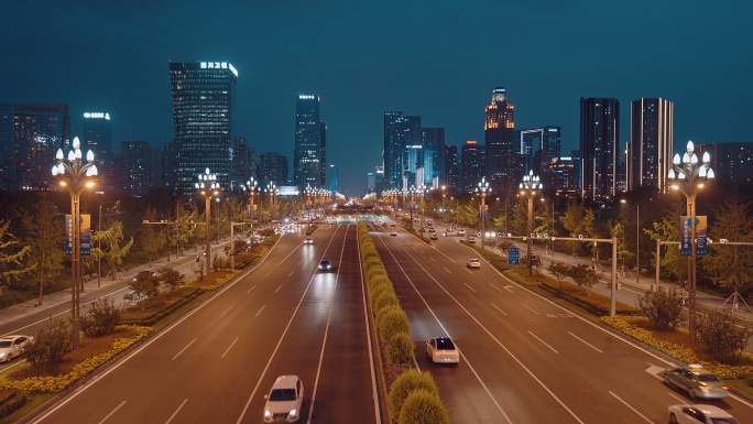 成都高新区天府大道夜景