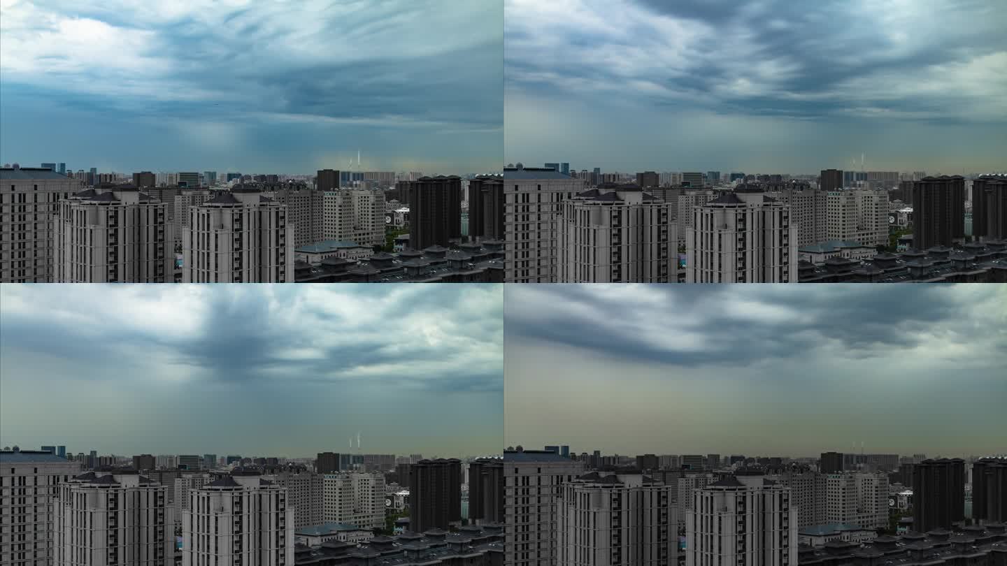 呼和浩特城市气候降雨云层变化