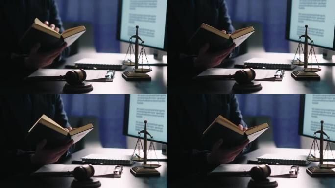 律师商务女性在办公室工作或阅读法律书籍，以咨询律师的概念