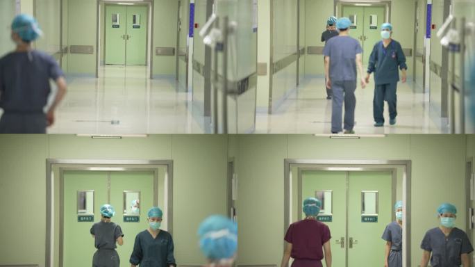医院走廊，手术室门外，医护，繁忙的医生