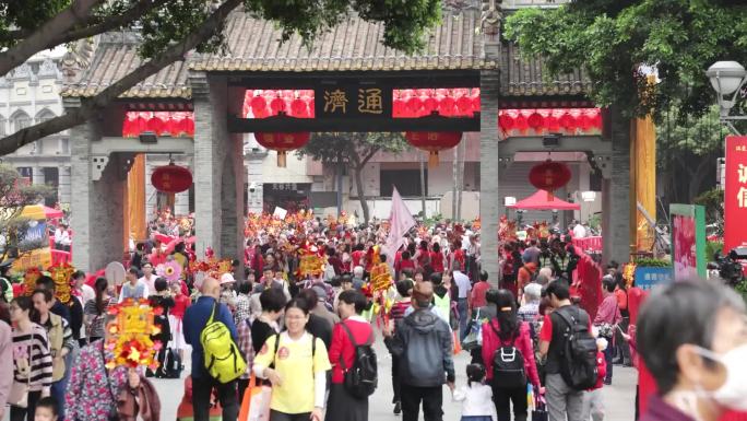 迎春花市 热闹景象 城市繁荣