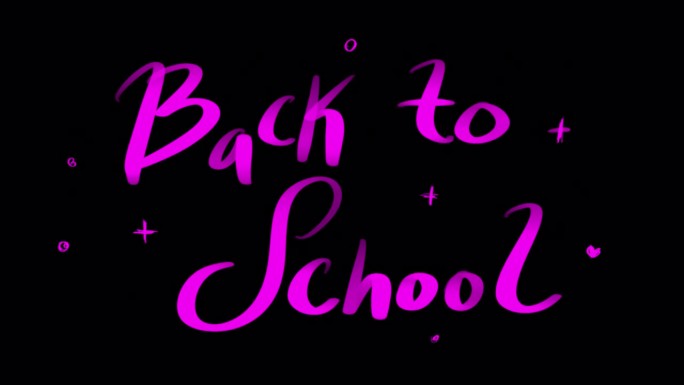 回到学校动画粉红色闪光字母在黑屏上。
