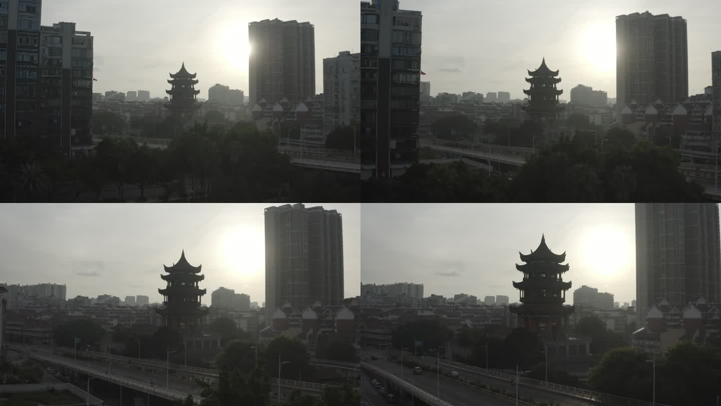 漳州芗城区八卦楼航拍日出