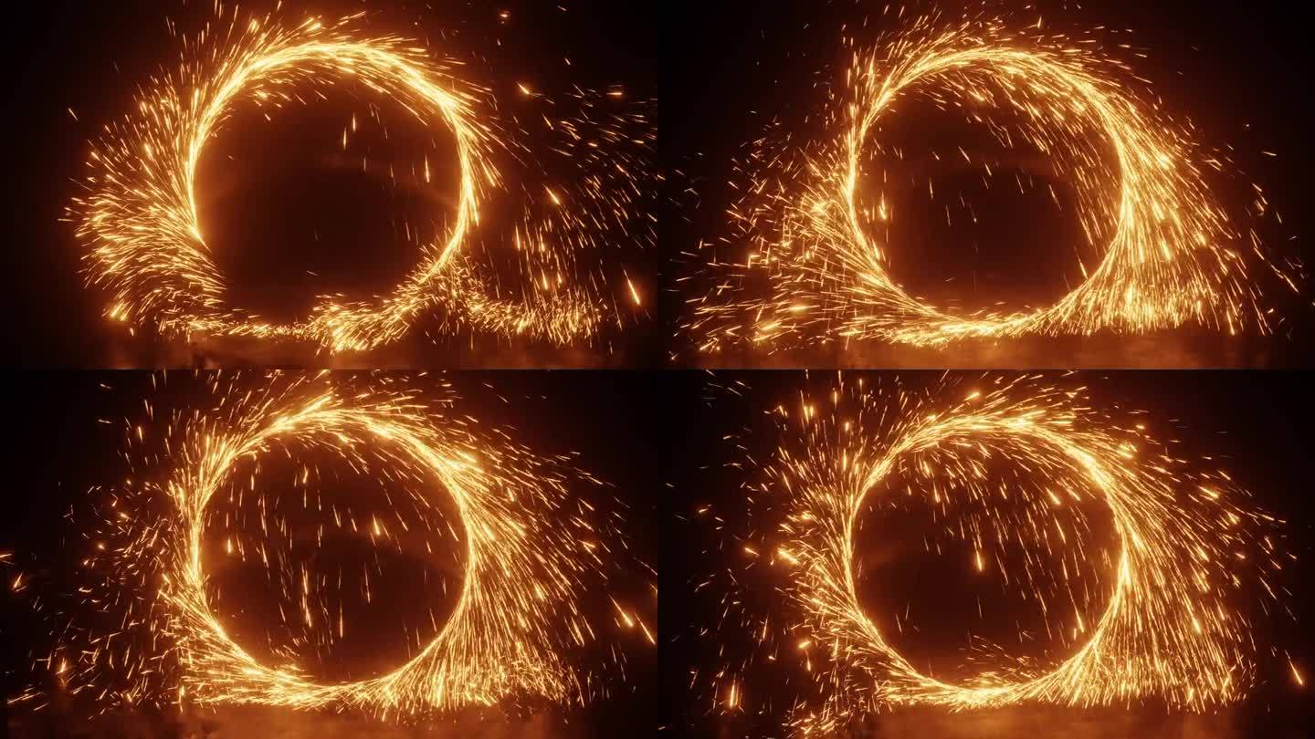 魔法圈作为一个具有闪闪发光的火焰环的跨次元入口旋转，创造出令人惊叹的视觉效果。美丽的火花视觉特效与闪