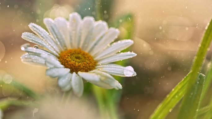 雏菊花瓣上的水珠水珠花瓣清新